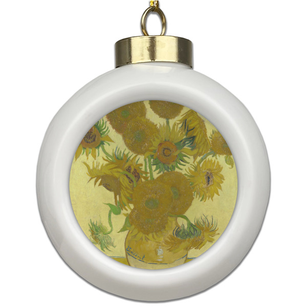 Custom Sunflowers (Van Gogh 1888) Ceramic Ball Ornament