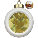 Sunflowers (Van Gogh 1888) Ceramic Ball Ornaments - Poinsettia Garland