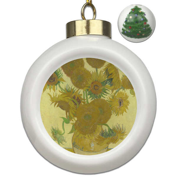 Custom Sunflowers (Van Gogh 1888) Ceramic Ball Ornament - Christmas Tree