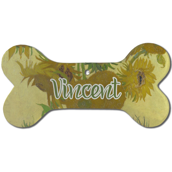 Custom Sunflowers (Van Gogh 1888) Ceramic Dog Ornament - Front