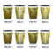 Sunflowers (Van Gogh 1888) Ceramic Shot Glasses - Two Tone - Set of 4 - Front & Back