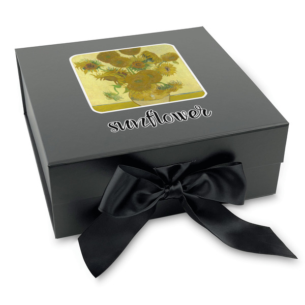 Custom Sunflowers (Van Gogh 1888) Gift Box with Magnetic Lid - Black