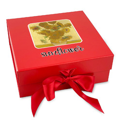 Sunflowers (Van Gogh 1888) Gift Box with Magnetic Lid - Red