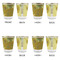 Sunflowers (Van Gogh 1888) Glass Shot Glass - Gold Rim - Set of 4 - Front & Back