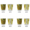 Sunflowers (Van Gogh 1888) Glass Shot Glass - Standard - Set of 4 - Front & Back