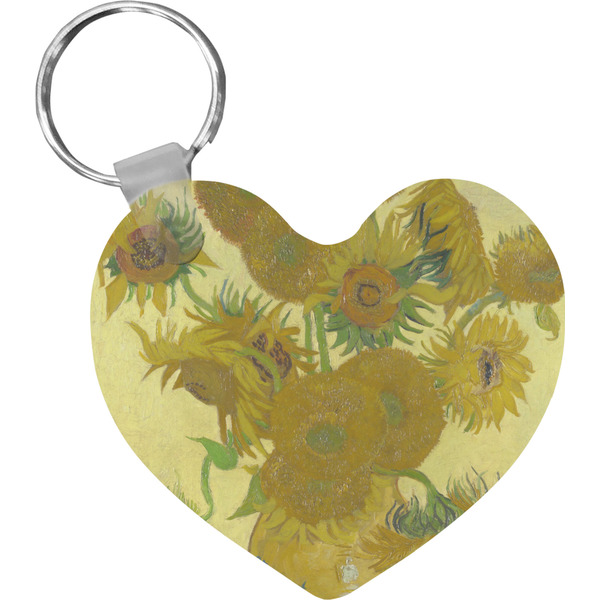 Custom Sunflowers (Van Gogh 1888) Heart Plastic Keychain