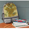 Sunflowers (Van Gogh 1888) Large Backpack - Gray - On Desk