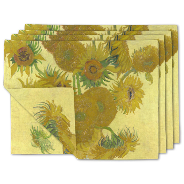 Custom Sunflowers (Van Gogh 1888) Double-Sided Linen Placemat - Set of 4