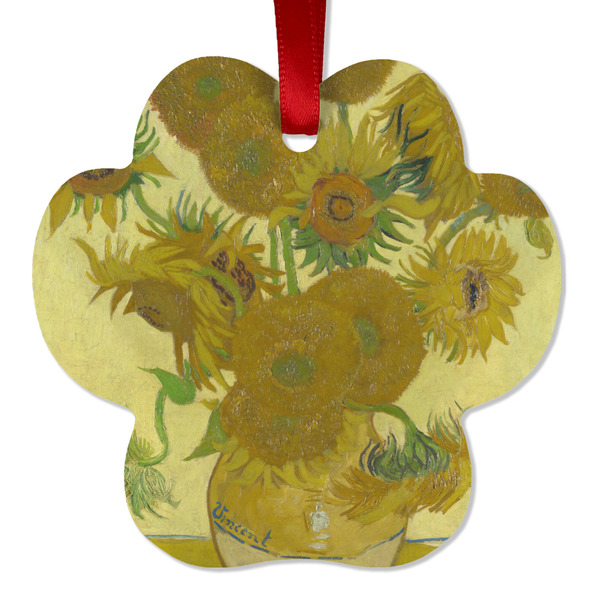 Custom Sunflowers (Van Gogh 1888) Metal Paw Ornament - Double Sided