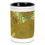 Sunflowers (Van Gogh 1888) Ceramic Pencil Holders - Black