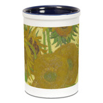 Sunflowers (Van Gogh 1888) Ceramic Pencil Holders - Blue