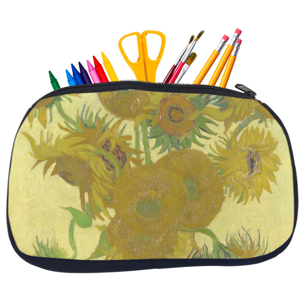 Custom Sunflowers (Van Gogh 1888) Neoprene Pencil Case - Medium