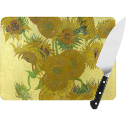 Sunflowers (Van Gogh 1888) Rectangular Glass Cutting Board - Medium - 11"x8"