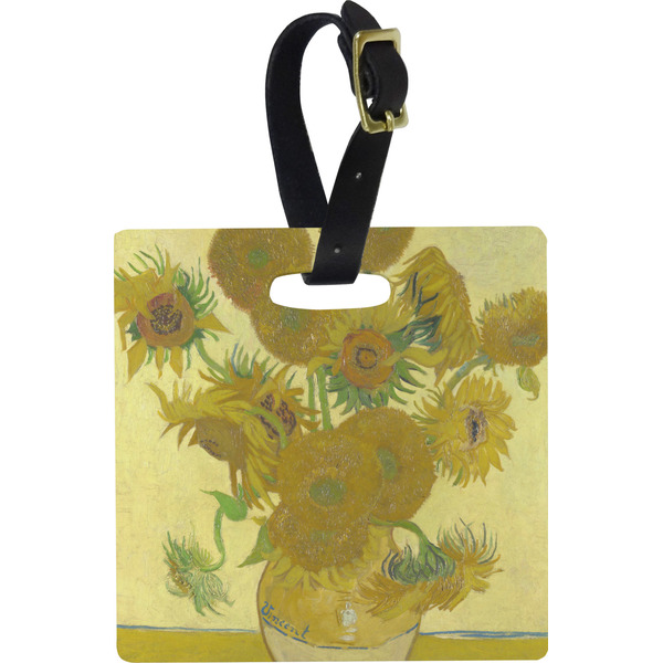 Custom Sunflowers (Van Gogh 1888) Plastic Luggage Tag - Square