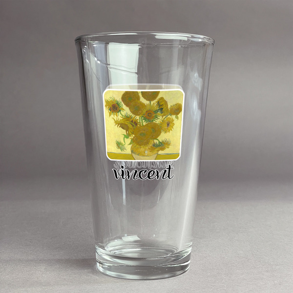 Custom Sunflowers (Van Gogh 1888) Pint Glass - Full Color Logo