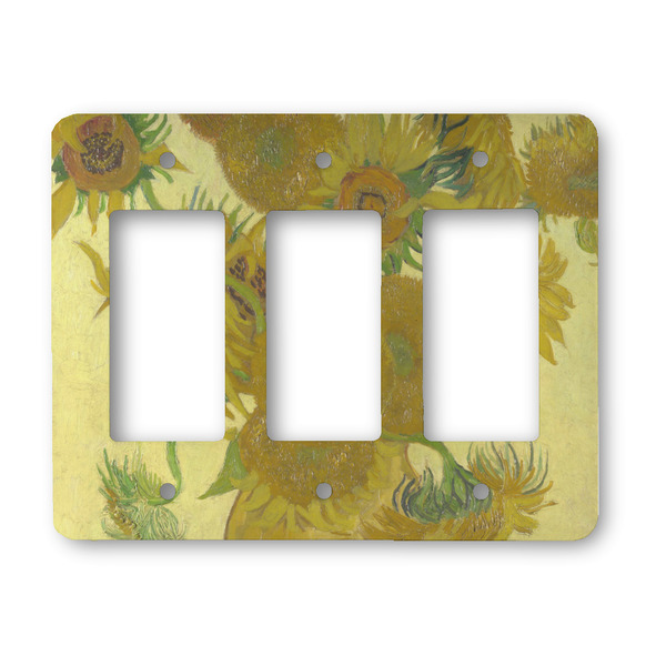 Custom Sunflowers (Van Gogh 1888) Rocker Style Light Switch Cover - Three Switch