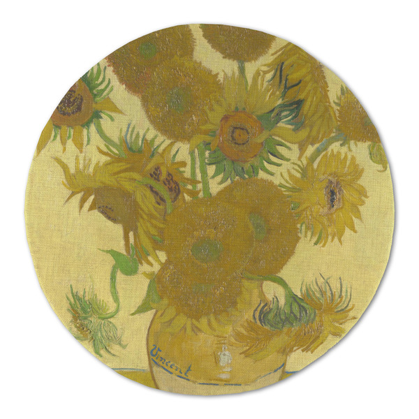 Custom Sunflowers (Van Gogh 1888) Round Linen Placemat