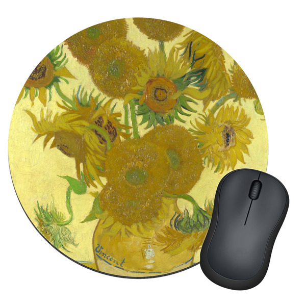 Custom Sunflowers (Van Gogh 1888) Round Mouse Pad