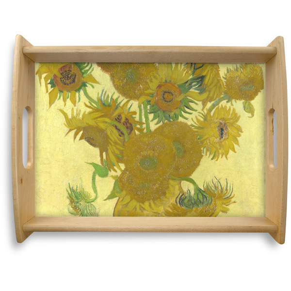 Custom Sunflowers (Van Gogh 1888) Natural Wooden Tray - Large