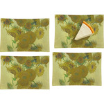 Sunflowers (Van Gogh 1888) Set of 4 Glass Rectangular Appetizer / Dessert Plate