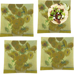 Sunflowers (Van Gogh 1888) Set of 4 Glass Square Lunch / Dinner Plate 9.5"