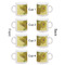 Sunflowers (Van Gogh 1888) Single Shot Espresso Cup - Set of 4 - Front & Back