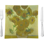 Sunflowers (Van Gogh 1888) 9.5" Glass Square Lunch / Dinner Plate - Single or Set of 4