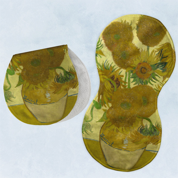 Custom Sunflowers (Van Gogh 1888) Burp Pads - Velour - Set of 2