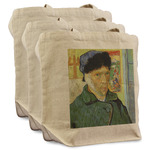 Van Gogh's Self Portrait with Bandaged Ear Reusable Cotton Grocery Bags - Set of 3