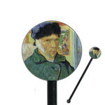 Van Gogh's Self Portrait with Bandaged Ear 5.5" Round Plastic Stir Sticks - Black - Double Sided