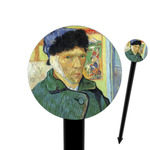 Van Gogh's Self Portrait with Bandaged Ear 6" Round Plastic Food Picks - Black - Double Sided