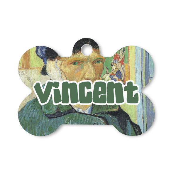 Custom Van Gogh's Self Portrait with Bandaged Ear Bone Shaped Dog ID Tag - Small