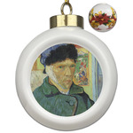 Van Gogh's Self Portrait with Bandaged Ear Ceramic Ball Ornaments - Poinsettia Garland