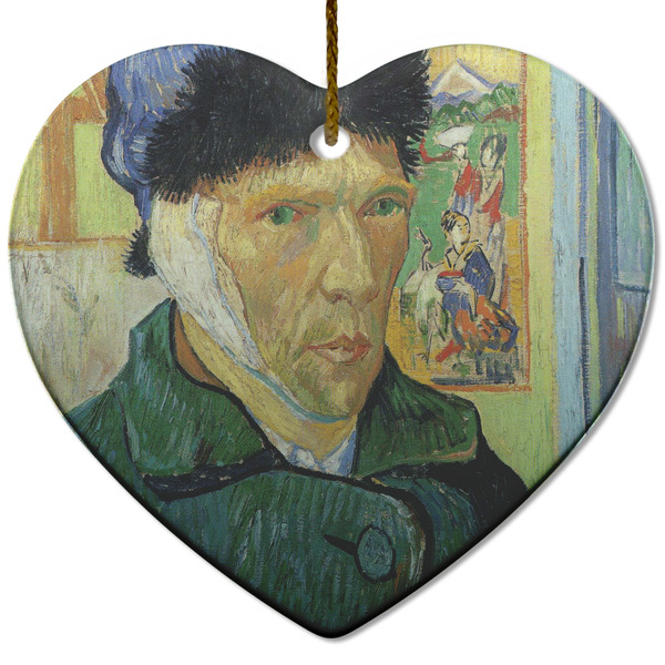 Custom Van Gogh's Self Portrait with Bandaged Ear Heart Ceramic Ornament