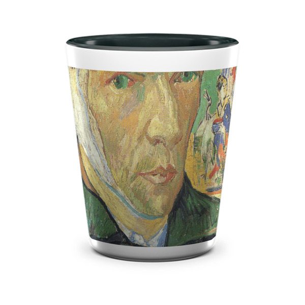 Custom Van Gogh's Self Portrait with Bandaged Ear Ceramic Shot Glass - 1.5 oz - Two Tone - Set of 4
