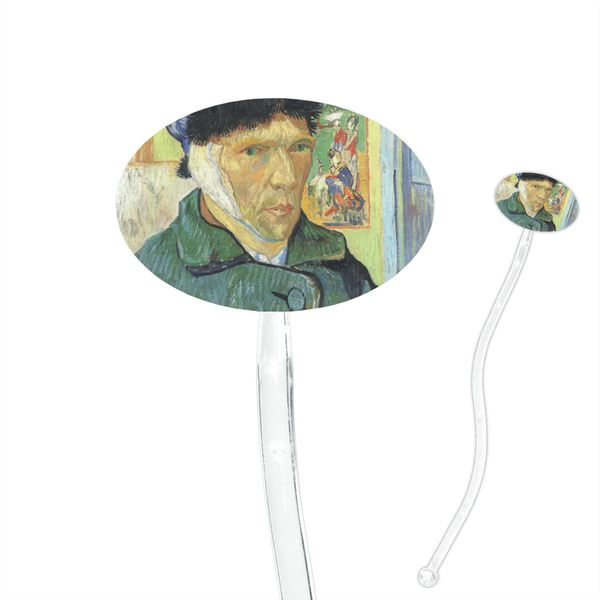 Custom Van Gogh's Self Portrait with Bandaged Ear 7" Oval Plastic Stir Sticks - Clear