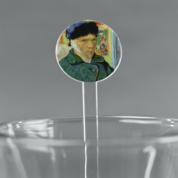 Custom Van Gogh's Self Portrait with Bandaged Ear 7" Round Plastic Stir Sticks - Clear