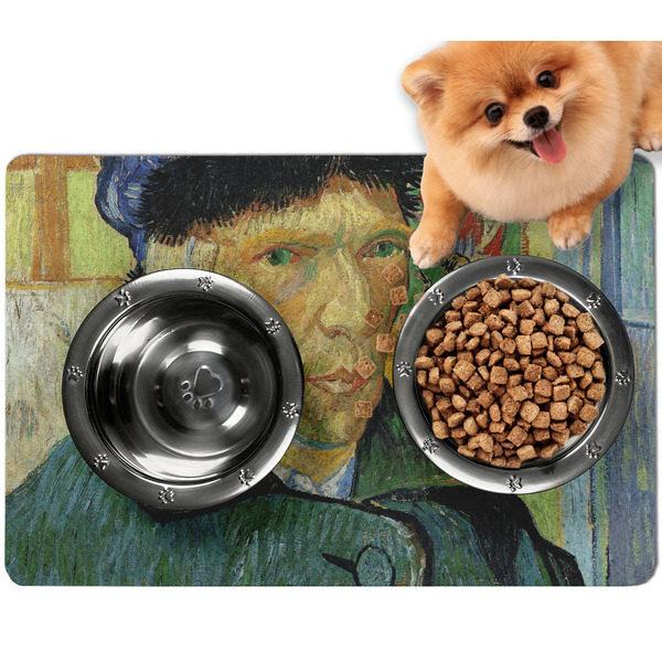 Custom Van Gogh's Self Portrait with Bandaged Ear Dog Food Mat - Small