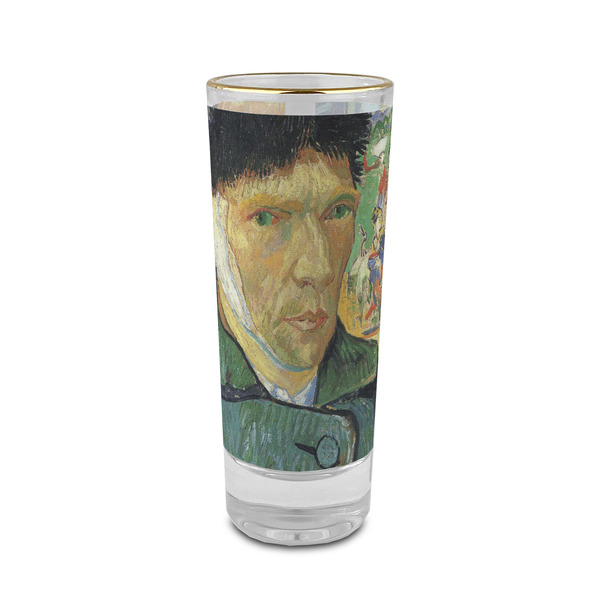 Custom Van Gogh's Self Portrait with Bandaged Ear 2 oz Shot Glass - Glass with Gold Rim