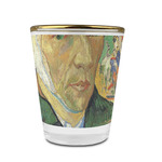 Van Gogh's Self Portrait with Bandaged Ear Glass Shot Glass - 1.5 oz - with Gold Rim - Single