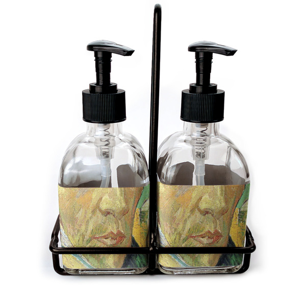 Custom Van Gogh's Self Portrait with Bandaged Ear Glass Soap & Lotion Bottles