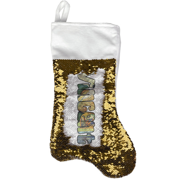 Custom Van Gogh's Self Portrait with Bandaged Ear Reversible Sequin Stocking - Gold