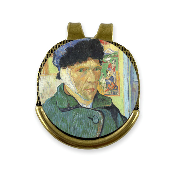 Custom Van Gogh's Self Portrait with Bandaged Ear Golf Ball Marker - Hat Clip - Gold