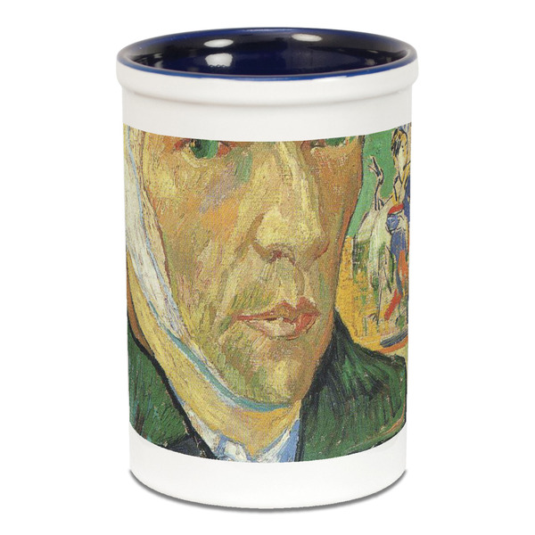 Custom Van Gogh's Self Portrait with Bandaged Ear Ceramic Pencil Holders - Blue