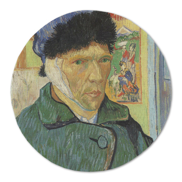 Custom Van Gogh's Self Portrait with Bandaged Ear Round Linen Placemat - Single Sided