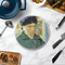 Van Gogh's Self Portrait with Bandaged Ear Round Stone Trivet - In Context View