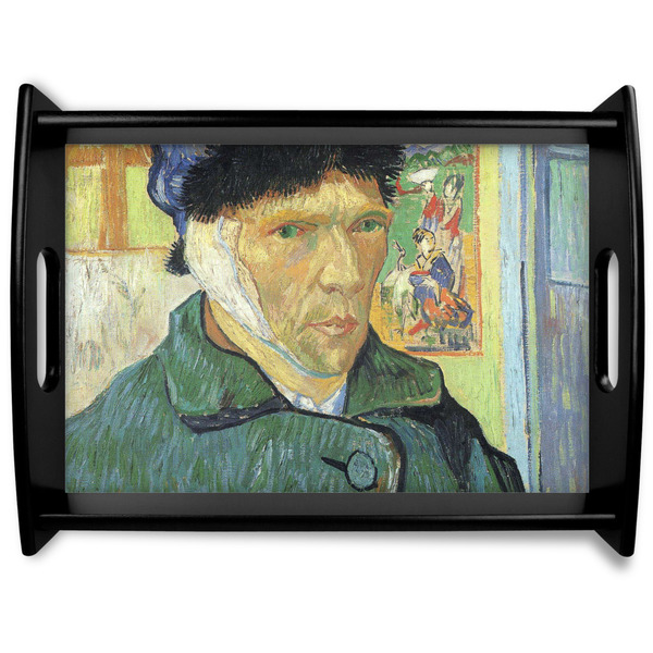 Custom Van Gogh's Self Portrait with Bandaged Ear Black Wooden Tray - Large