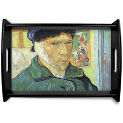 Van Gogh's Self Portrait with Bandaged Ear Black Wooden Tray - Small