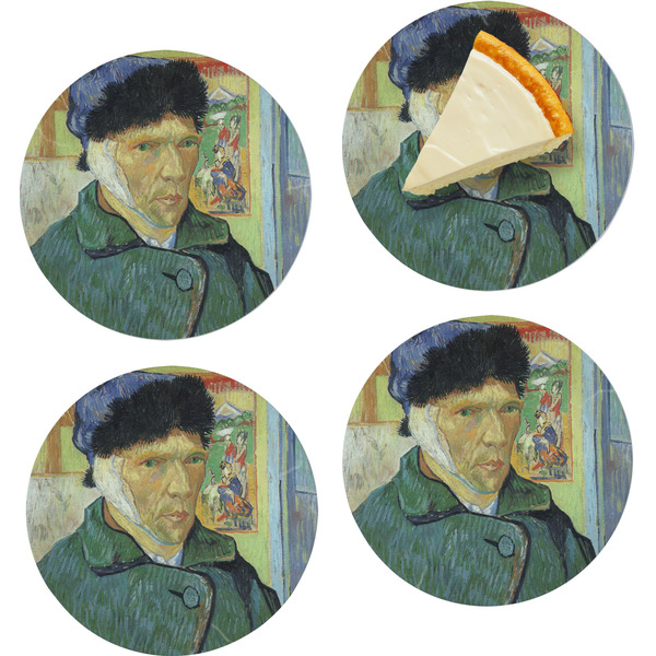 Custom Van Gogh's Self Portrait with Bandaged Ear Set of 4 Glass Appetizer / Dessert Plate 8"