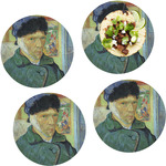 Van Gogh's Self Portrait with Bandaged Ear Set of 4 Glass Lunch / Dinner Plate 10"